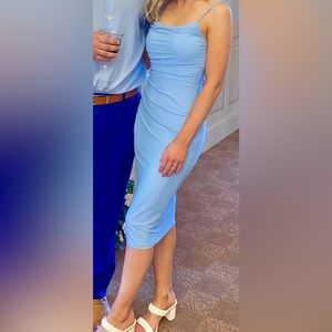 Wore to a wedding once, light baby blue dress, zip up back. Very comfortable